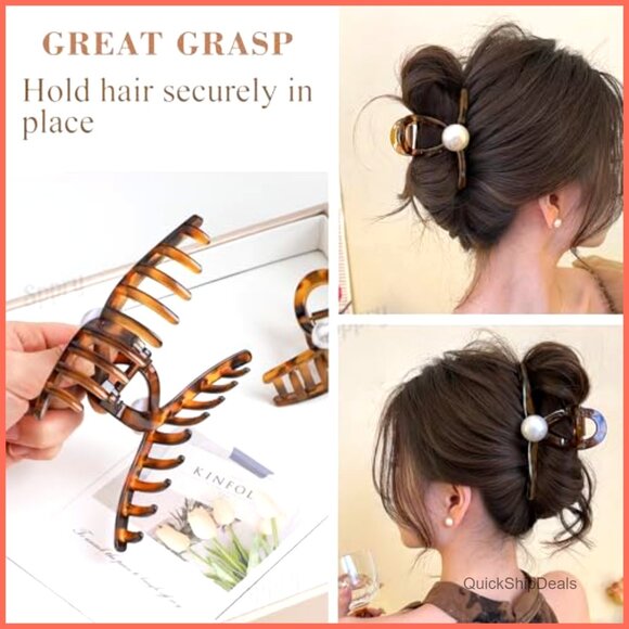 Pearl Hair Claw Clips Set of 3 for Thin Hair main image 4